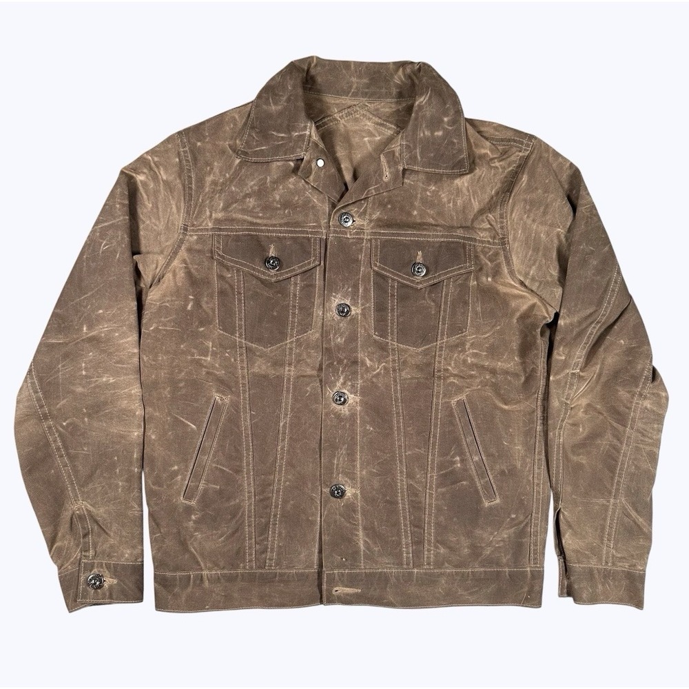 3Sixteen Type 3 Tan Wax Patina Canvas Trucker Jean Jacket Men's Medium USA Made